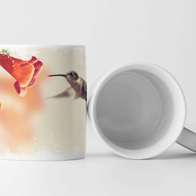 Tasse Geschenk Tierfotografie – Kolibris an roten Blüten