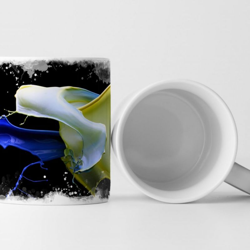 Tasse Geschenk Paint Splash – blau gelb