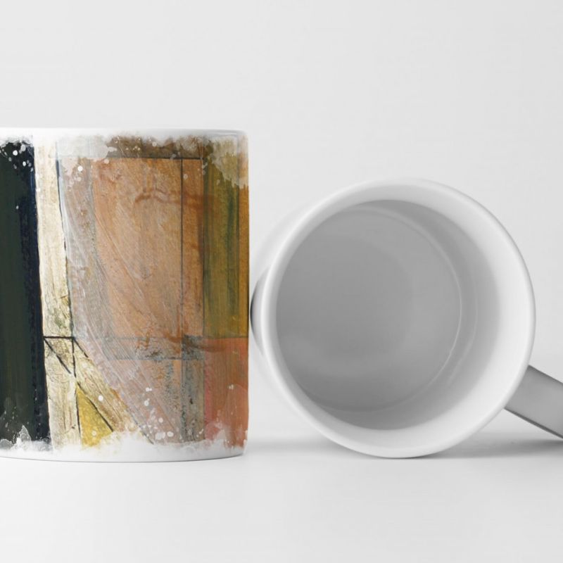 Tasse Geschenk Abstraktes Bild mit braunen und schwarzen Elementen