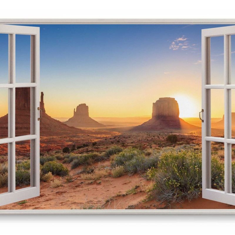 Wandbild 120x80cm Fensterbild Grand Canyon Colorado Rot Abendrot Sonnenuntergang