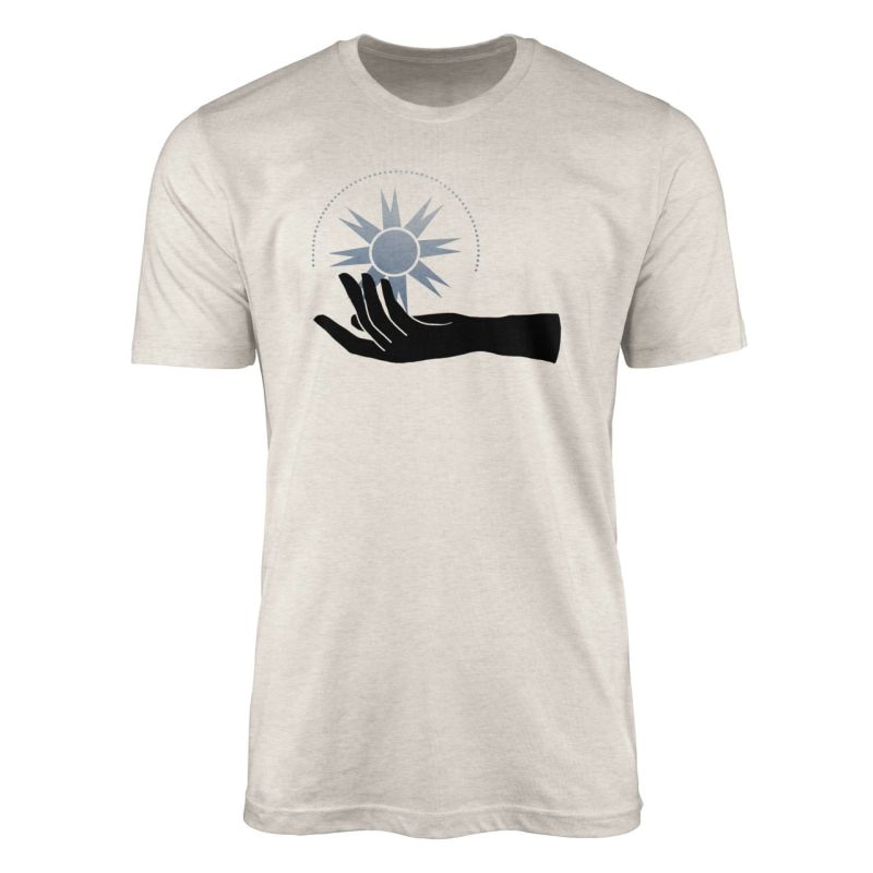 Herren Shirt 100% gekämmte Bio-Baumwolle T-Shirt  Hand Stern Astrologie Motiv Nachhaltig Ökomode aus