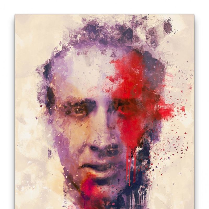 Nicolas Cage Porträt Abstrakt Kunst Schauspieler Farben 60x90cm Leinwandbild