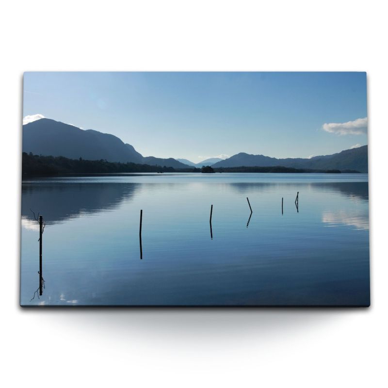 120x80cm Wandbild auf Leinwand Berge Berglandschaft Bergsee See Natur