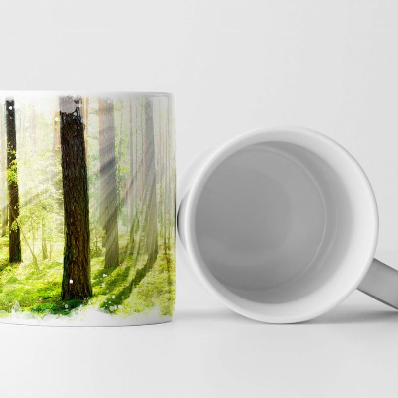 Tasse Geschenk Landschaftsfotografie – Wald mit Sonnenstrahlen