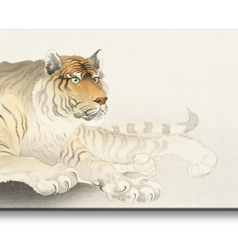 Remaster 120x60cm Ohara Koson traditionell japanische Kunst Tiger Raubtier Kraftvoll Japan