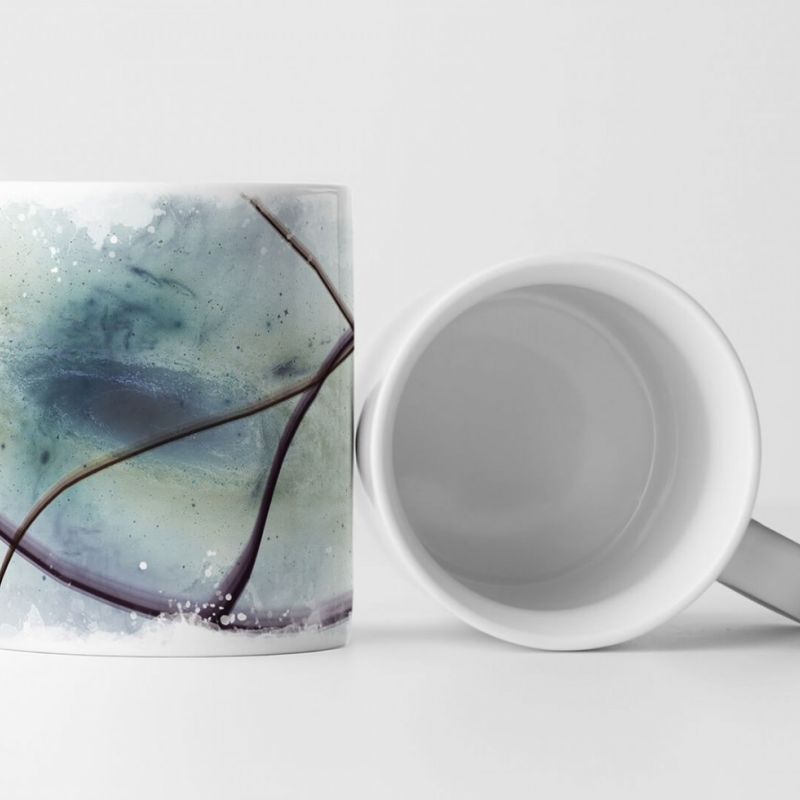 Tasse Geschenk soft, taubenblauer Kreis, purpurviolette Linien