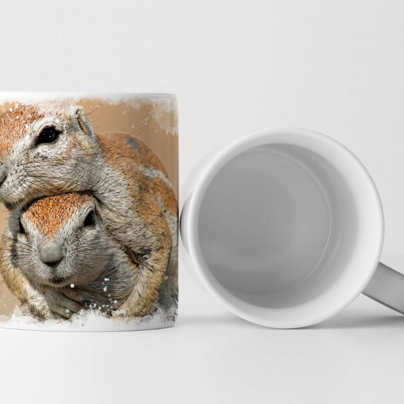 Tasse Geschenk Tierfotografie – Zwei spielende Erdhörnchen