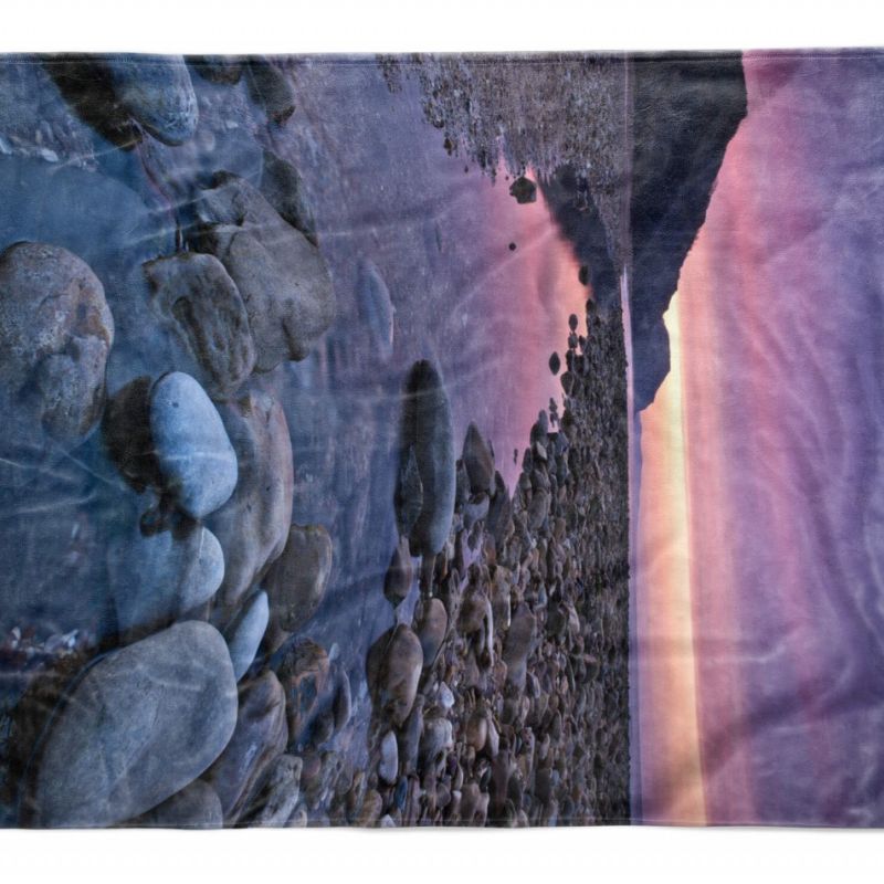 Handtuch Strandhandtuch Saunatuch Kuscheldecke  mit Fotomotiv Runde Steine Meer