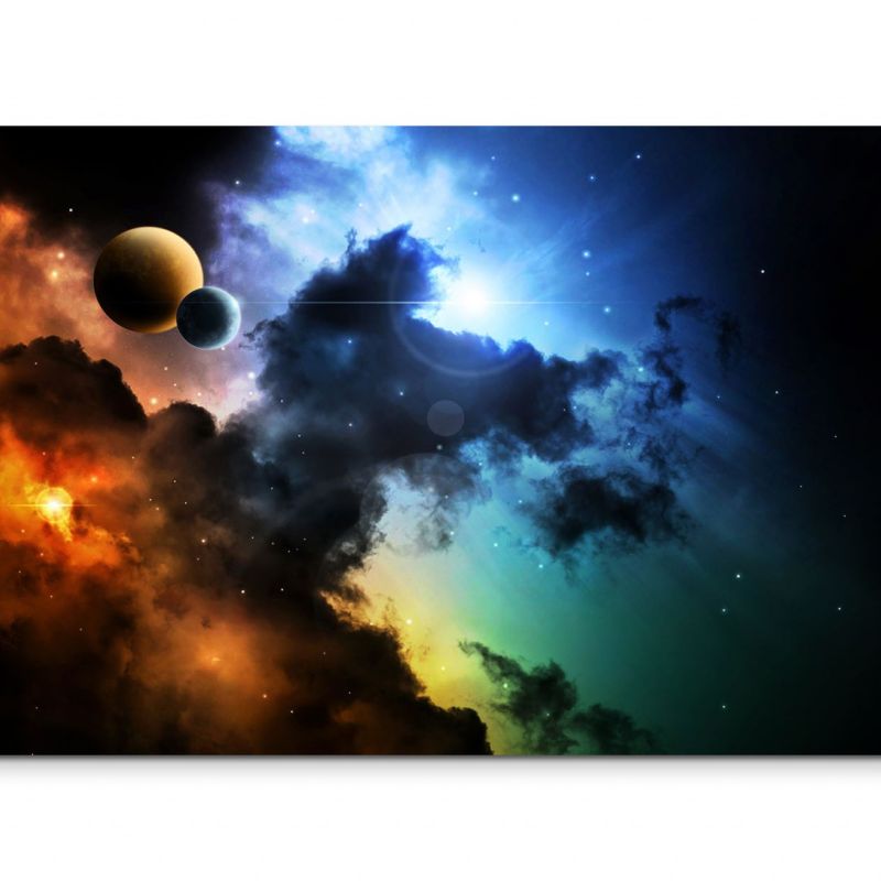 120x80cm Wandbild Weltraum Fantasie Galaxie Wolken