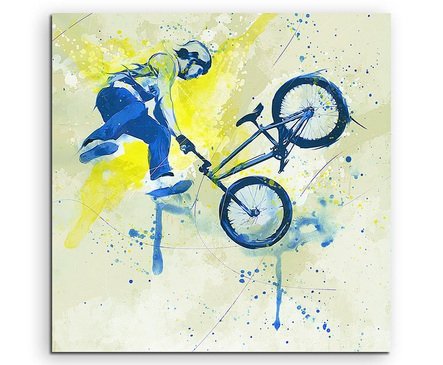 BMX I 60x60cm SPORTBILDER Paul Sinus Art Splash Art Wandbild Aquarell Art