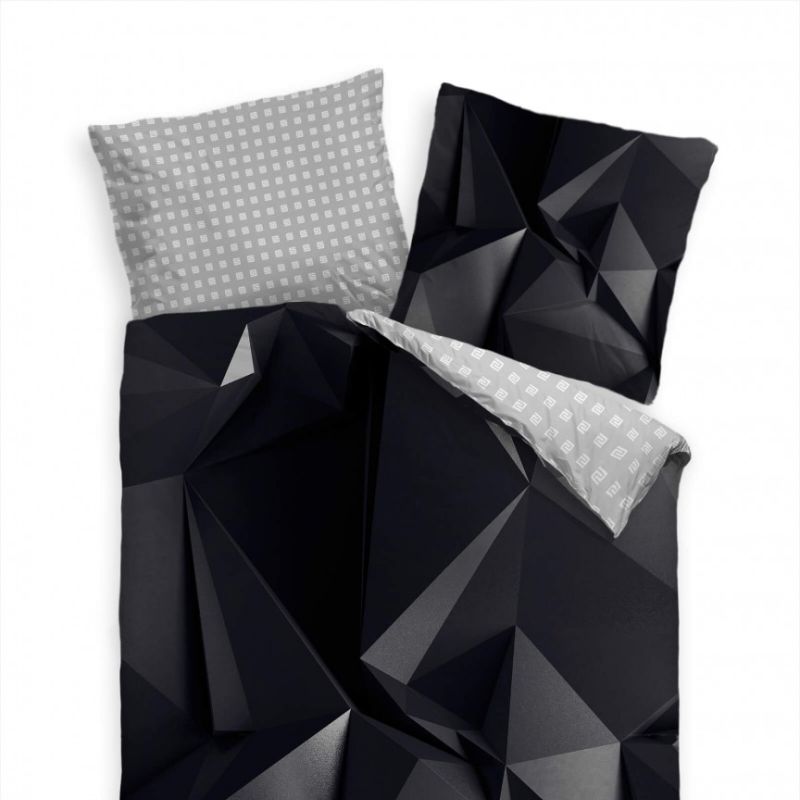 Abstrakt Polygon Schwarz  Bettwäsche Set 135×200 cm + 80x80cm  Atmungsaktiv