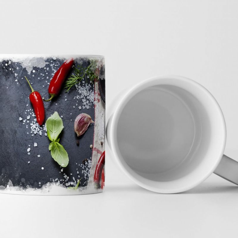 Tasse Geschenk Food-Fotografie – Holzlöffel mit Gemüse