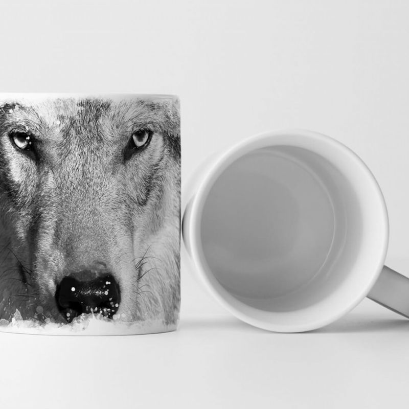 Tasse Geschenk Tierfotografie – Weiße Wölfin im Porträt