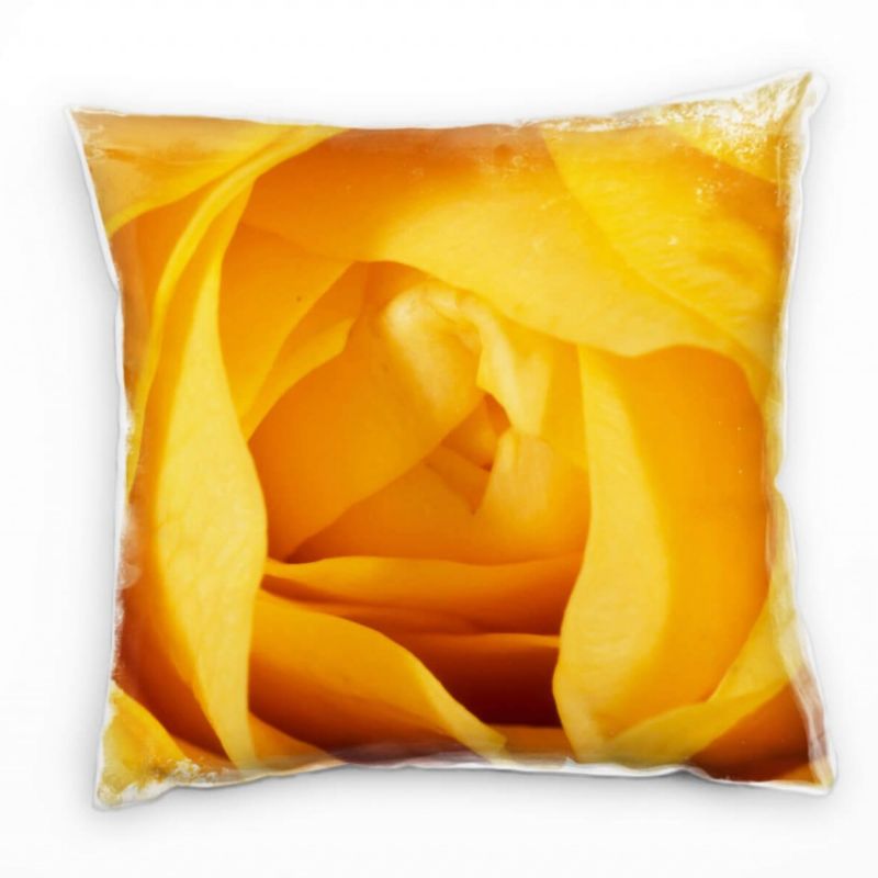 Macro, Blumen, Rose, gelb, orange Deko Kissen 40x40cm für Couch Sofa Lounge Zierkissen