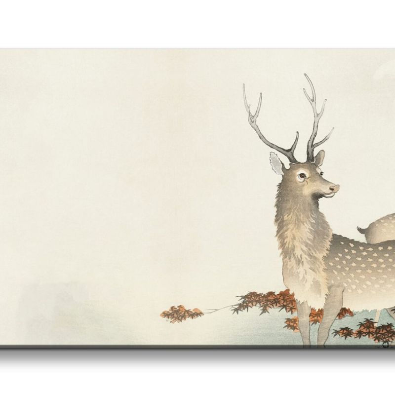 Remaster 120x60cm Ohara Koson traditionell japanische Kunst Hirsche Natur Japan Friedlich