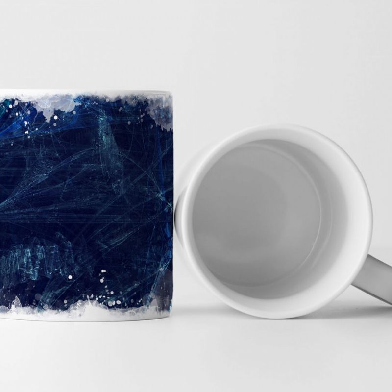 Tasse Geschenk Saphirblau mit zarten lichtgrünen Streifen