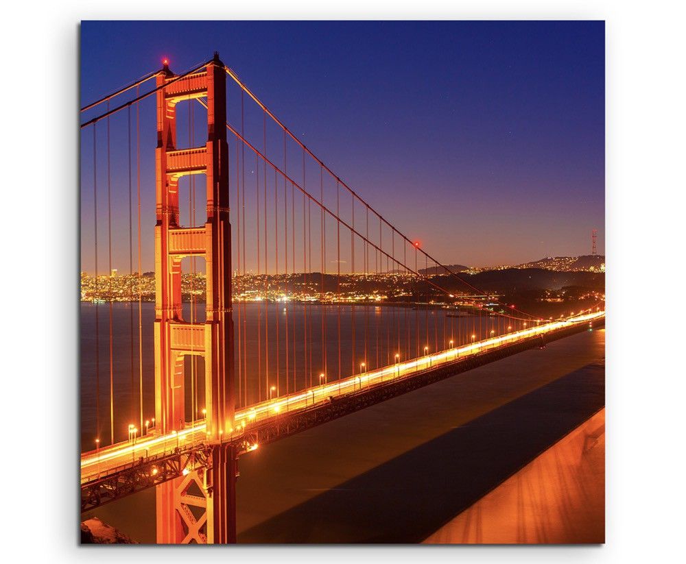 Urbane Fotografie – Golden Gate Bridge bei Nacht auf Leinwand