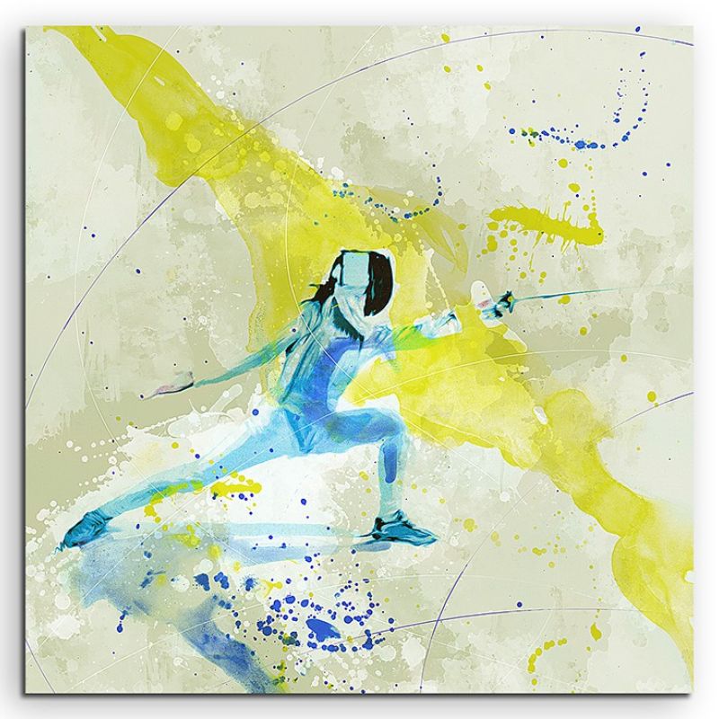 Fechten I 60x60cm SPORTBILDER Paul Sinus Art Splash Art Wandbild Aquarell Art