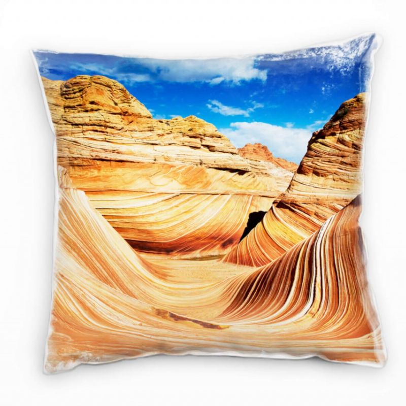 Wüste, orange, blau, Felsen, Schlucht Deko Kissen 40x40cm für Couch Sofa Lounge Zierkissen