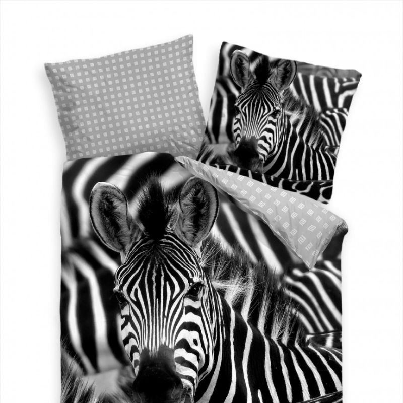 Zebra Herde Schwarzweiss Nahaufnahme Bettwäsche Set 135×200 cm + 80x80cm  Atmungsaktiv