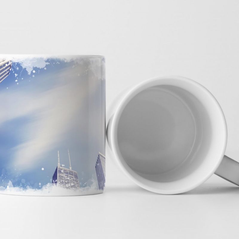 Tasse Geschenk Hochhäuser von Chicago – Fotografie mit verschwommenen Wolken