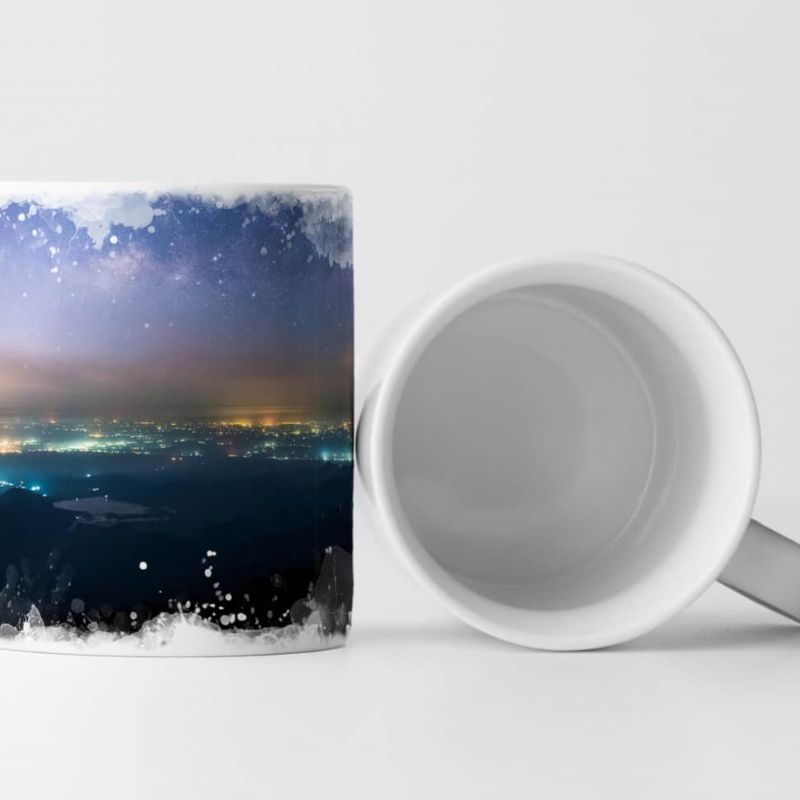 Tasse Geschenk Landschaft bei Nacht und Milchstraße