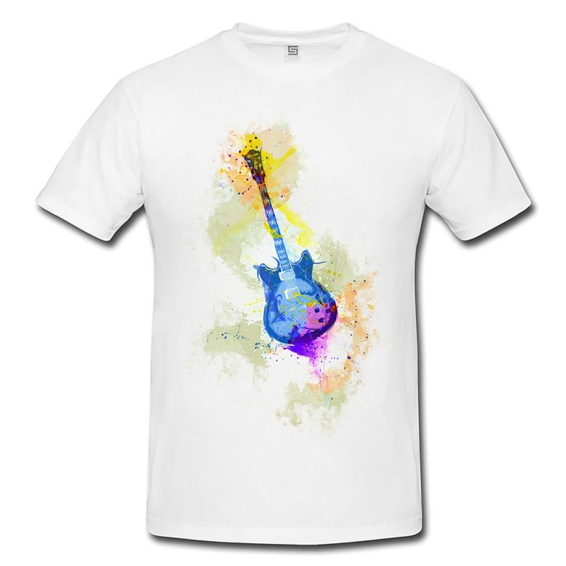 E-Gitarre I Herren T- Shirt , Stylisch aus Paul Sinus Aquarell Color