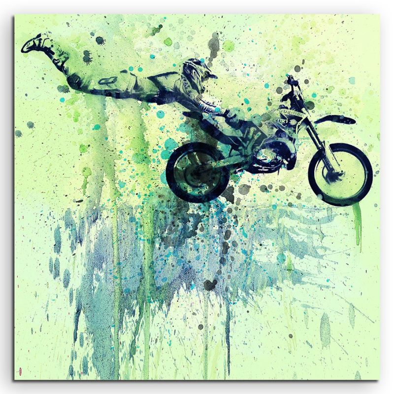 Motocross Jumps 60x60cm  Aquarell Art Leinwandbild