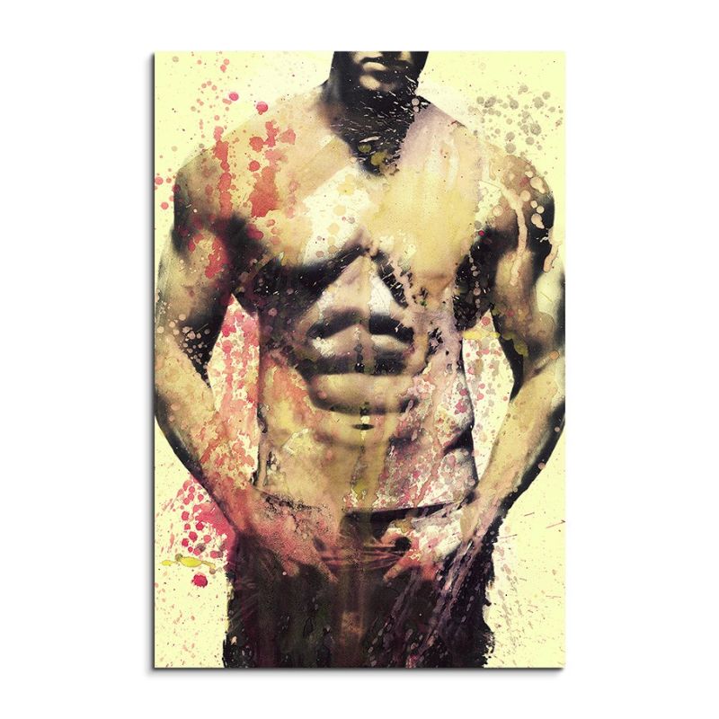 Sexy Man Body 90x60cm  Aquarell Art Leinwandbild