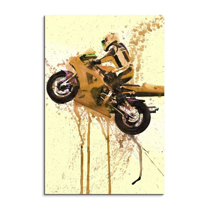 Yamaha Race Motorcycle 90x60cm  Aquarell Art Leinwandbild