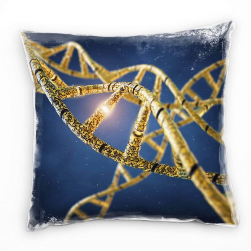 Abstrakt, DNA, Doppelhelix, gelb, schwarz, blau Deko Kissen 40x40cm für Couch Sofa Lounge Zierkissen