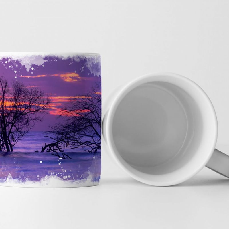 Tasse Geschenk Naturfotografie – Sonnenuntergang und Baum im Meer