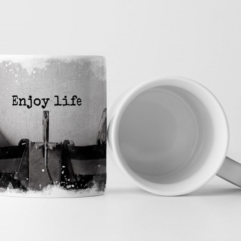 Tasse Geschenk Schreibmaschine – Enjoy life