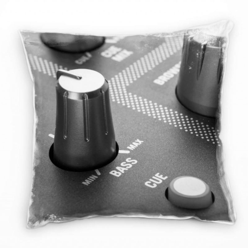 Macro, Mixer, Musik, Buttons, grau Deko Kissen 40x40cm für Couch Sofa Lounge Zierkissen