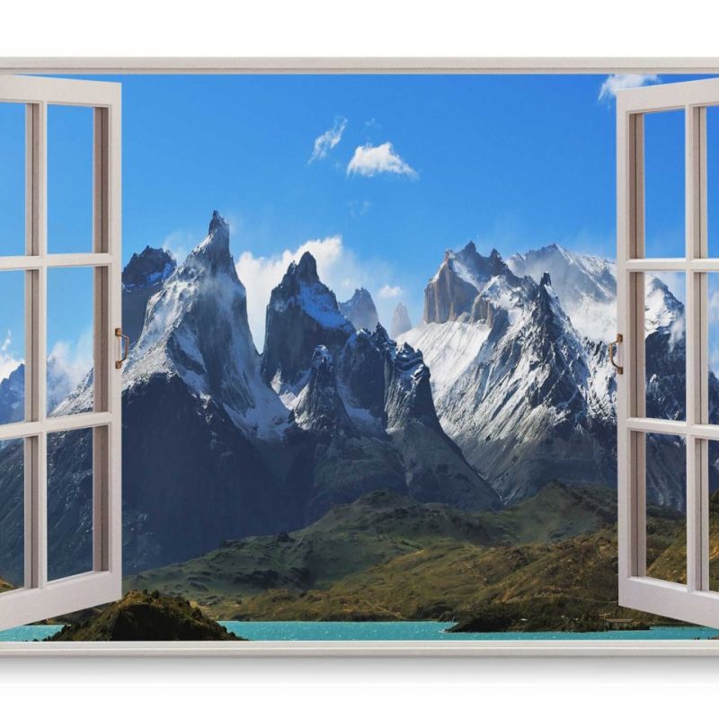 Wandbild 120x80cm Fensterbild Patagonien Gebirge Berge Schneegipfel Natur