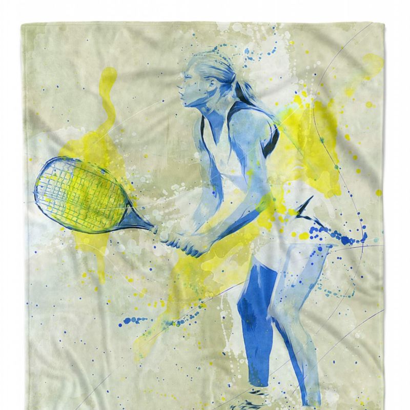 SplashArt Sport Handtuch Strandhandtuch Saunatuch Kuscheldecke Kunstvoll Tennis Sporthand