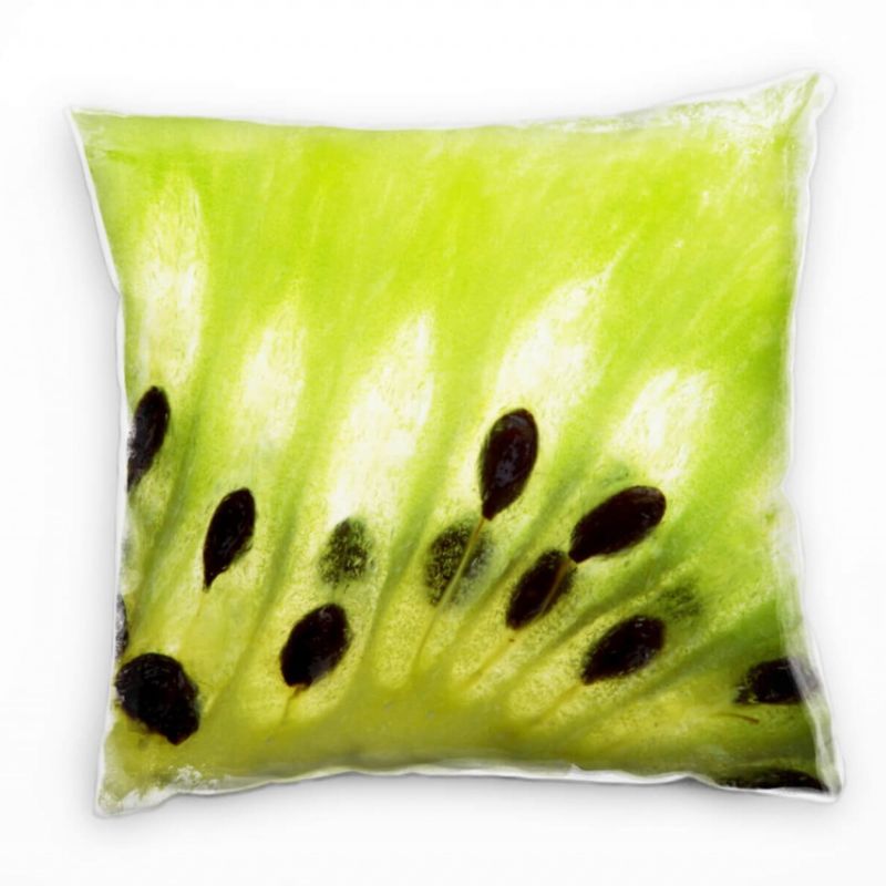 Macro, grün, schwarz, Detailaufnahme, Kiwi, Obst Deko Kissen 40x40cm für Couch Sofa Lounge Zierkisse