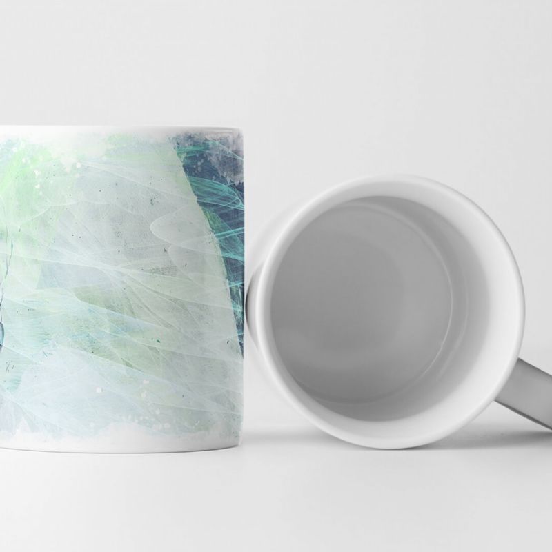 Tasse Geschenk blaues Spiralmuster; mintgrün und taubenblau