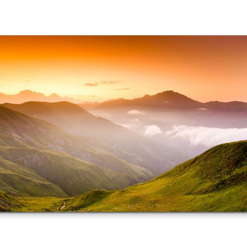 120x80cm Wandbild Georgien Kaukasus Gebirge Abendrot