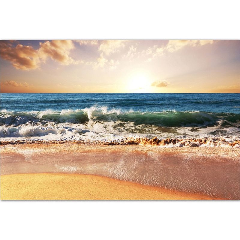 120x80cm Strand Meer Wellen Sonnenuntergang