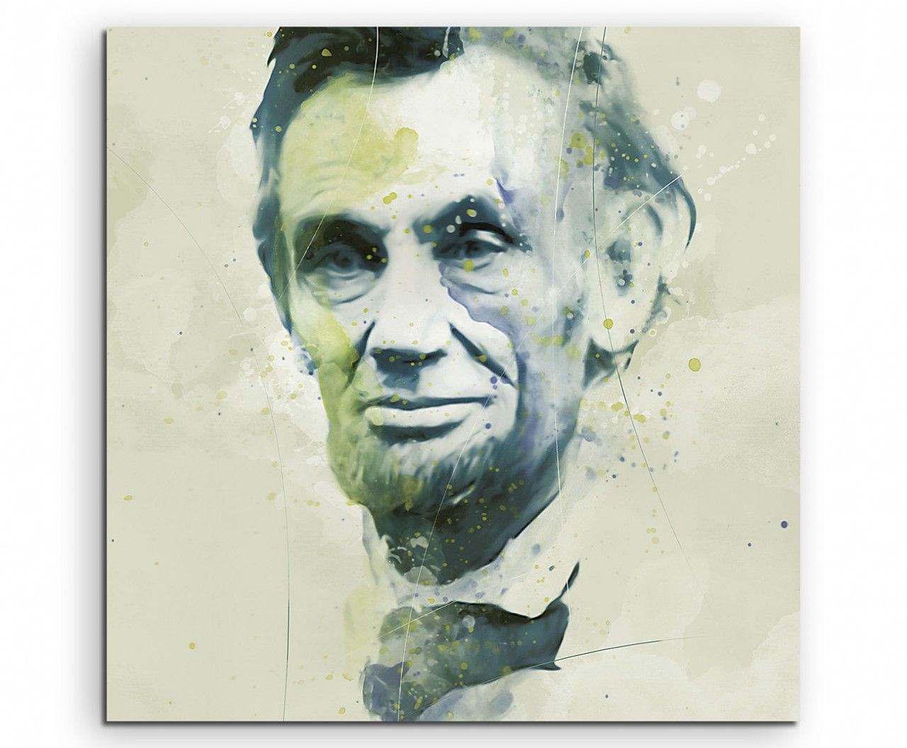 Abraham Lincoln Aqua 60x60cm Wandbild Aquarell Art