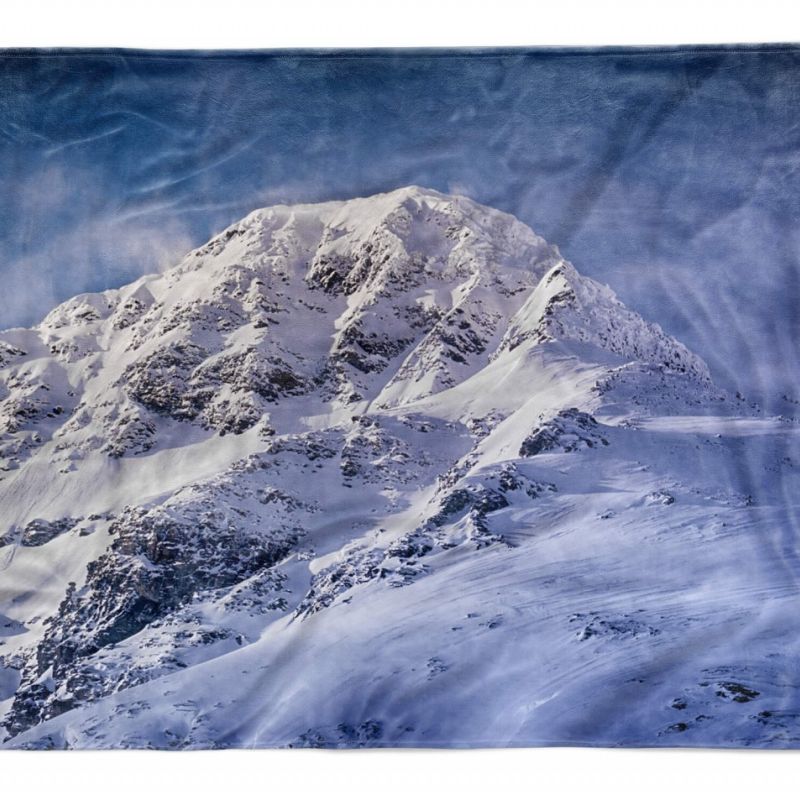 Handtuch Strandhandtuch Saunatuch Kuscheldecke mit Fotomotiv Berge Schneegipfel Schnee