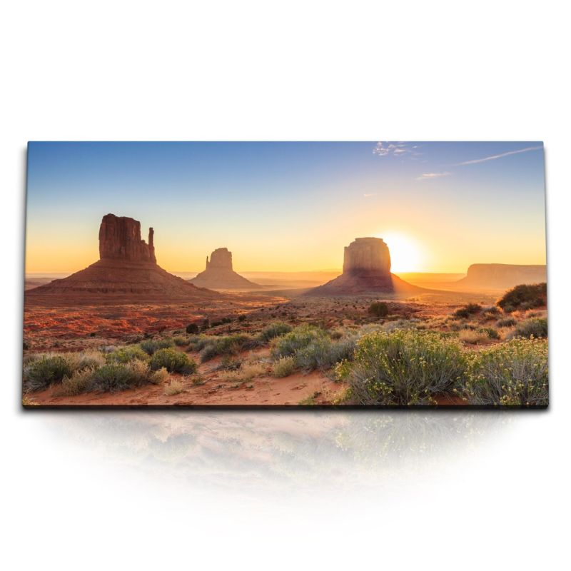 Kunstdruck Bilder 120x60cm Arizona USA Sonnenuntergang Berge Landschaft