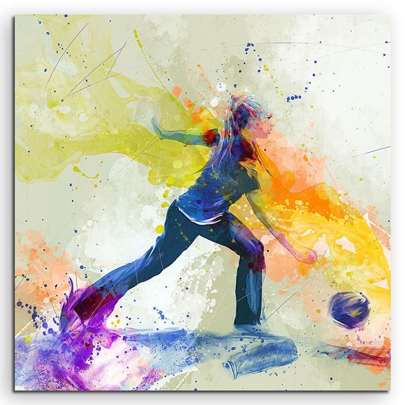 Bowling 60x60cm Aquarell Art Leinwandbild