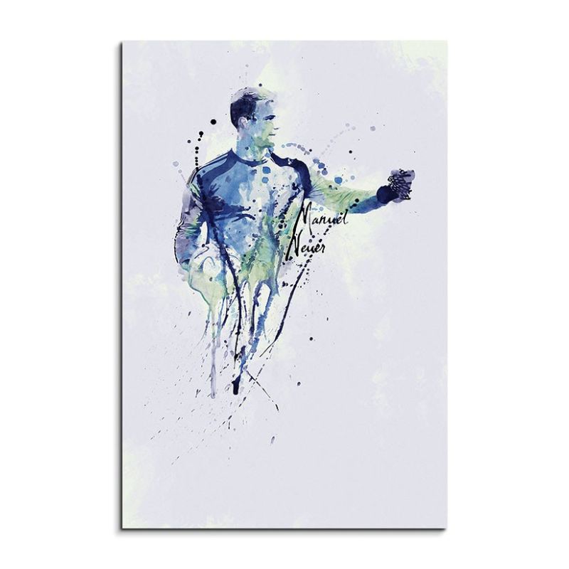 Manuel Neuer III 90x60cm Keilrahmenbild Kunstbild  Aquarell Art Wandbild auf Leinwand fertig gerahmt