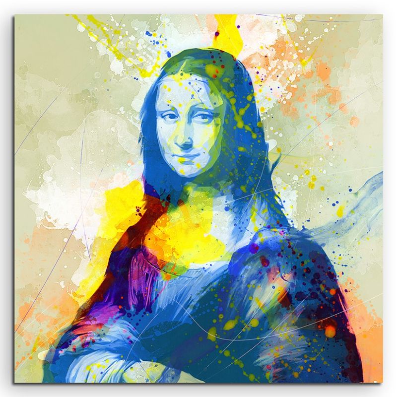 Mona Lisa 60x60cm Aquarell Art Leinwandbild