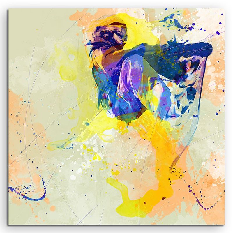 Snowboarding I 60x60cm Aquarell Art Leinwandbild