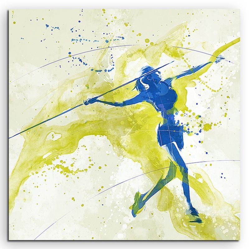 Speerweitwurf 60x60cm SPORTBILDER Paul Sinus Art Splash Art Wandbild Aquarell Art