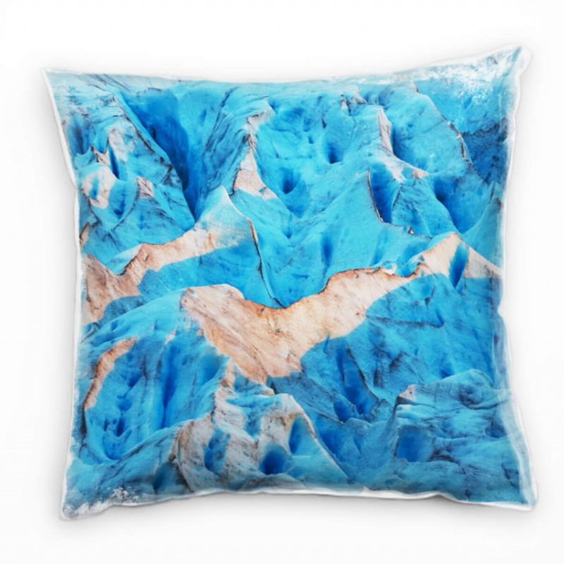 Natur, Winter, weiß, blau, Gletscher Deko Kissen 40x40cm für Couch Sofa Lounge Zierkissen