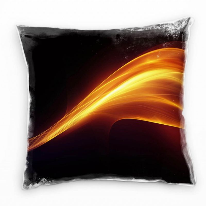 Abstrakt, schwarz, orange, Lichtlinien Deko Kissen 40x40cm für Couch Sofa Lounge Zierkissen